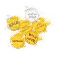 Best quality, with love, special offear, sale, last chanse, banner. Stamp on a yellow smear of paint background grunge